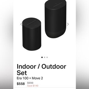 SONOS Indoor Outdoor Speaker Set ERA100 and MOVE2